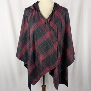 RainRaps Reversible Hooded Rain Poncho Red Black Waterproof Cape OSFM